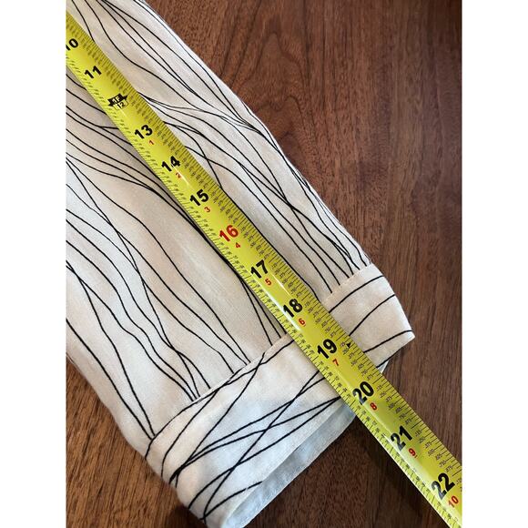 FRIDAZE 4X 100% Linen Women's Blouse Button Up, White Black, Collar, Hi-Low - Picture 5 of 7